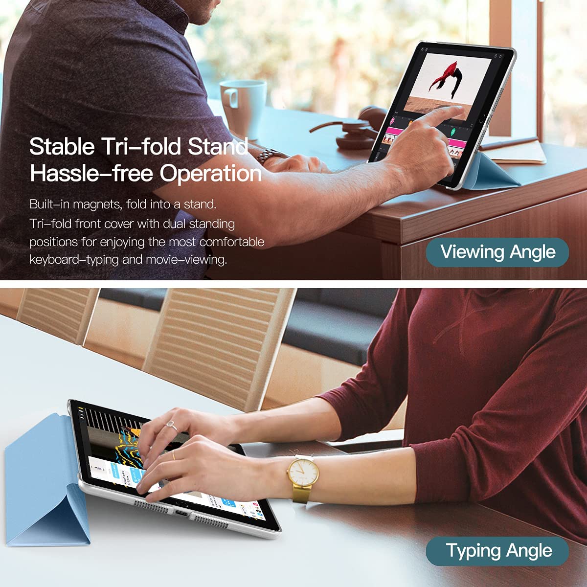 Slim Lightweight Smart Shell Cover with clear hard PC Back Protector for iPad 